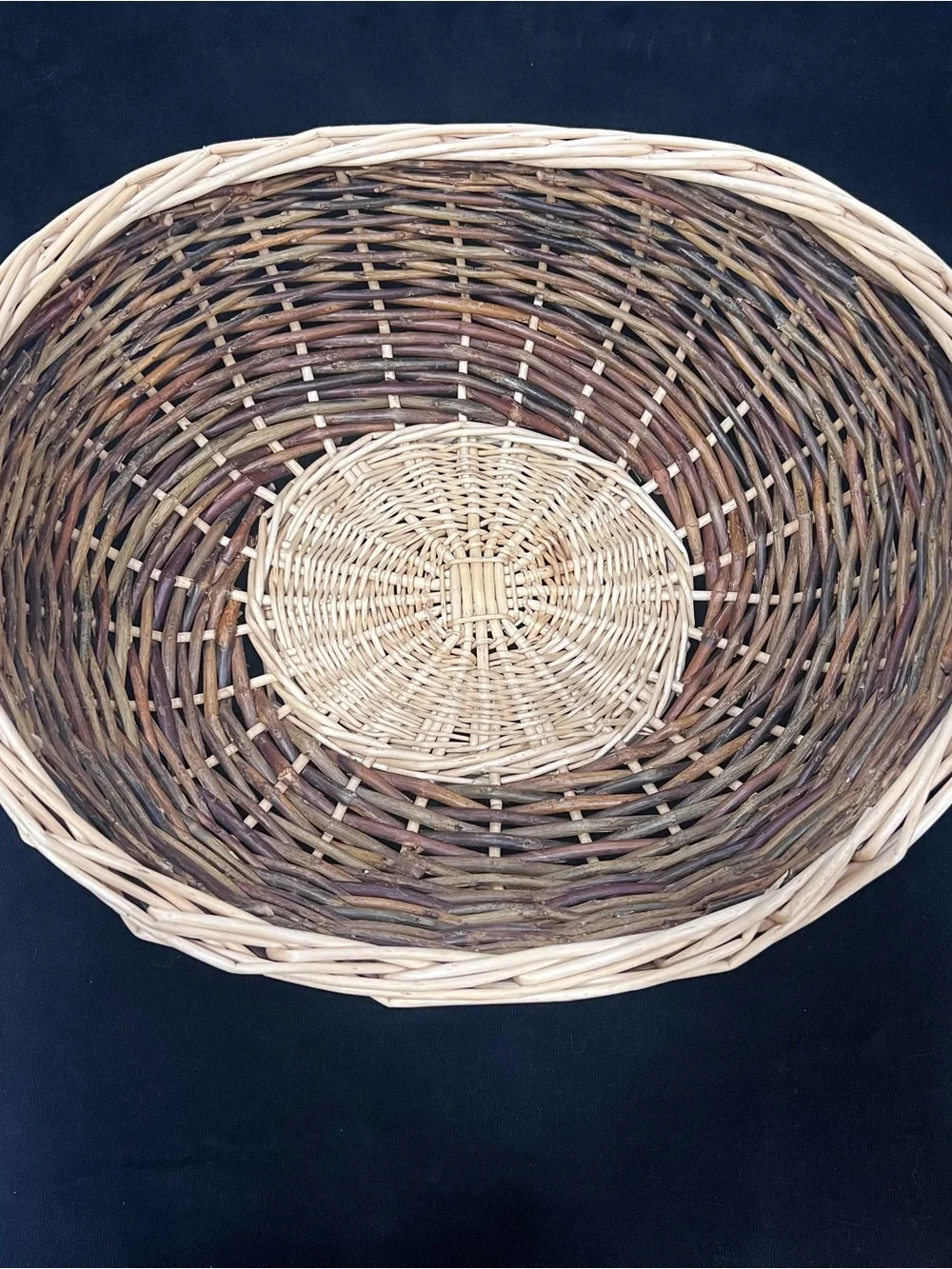 Handwoven Wicker Storage Basket in Natural and Brown Tones